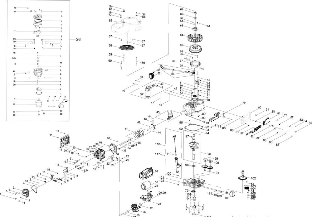 Ax90h0 General Assembly Diagram and Parts List for AX90H0 547cc Cub Cadet Engine